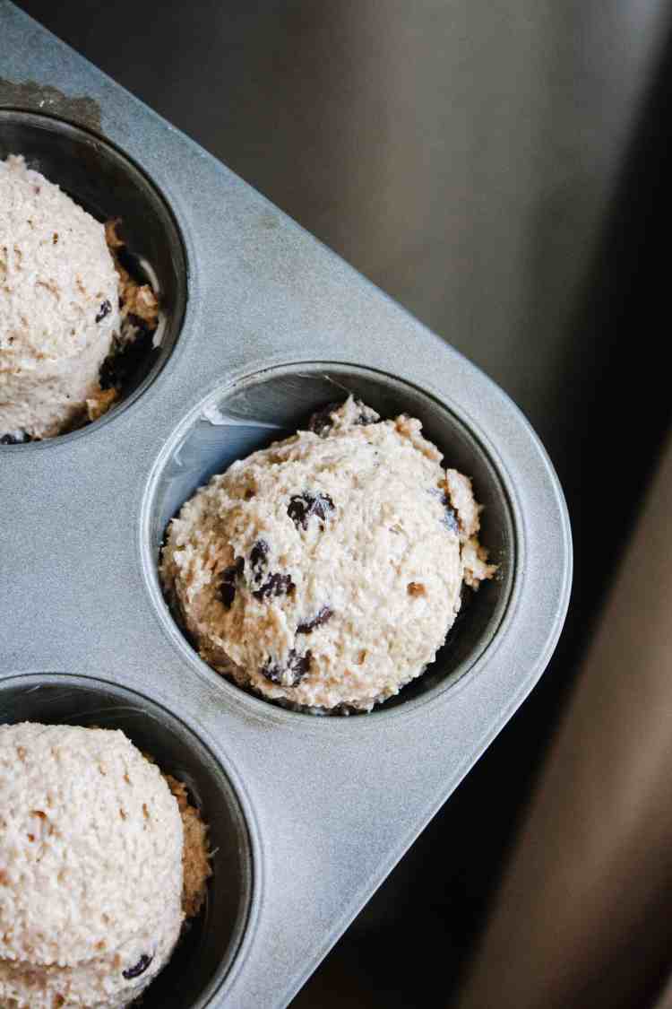 Spelt Banana Chocolate Chip Muffins fresh milled flour muffins