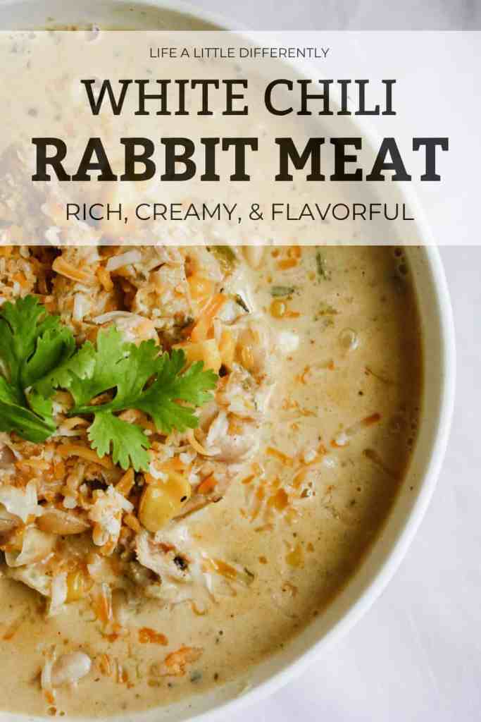 rabbit meat creamy white chili with rabbit meat