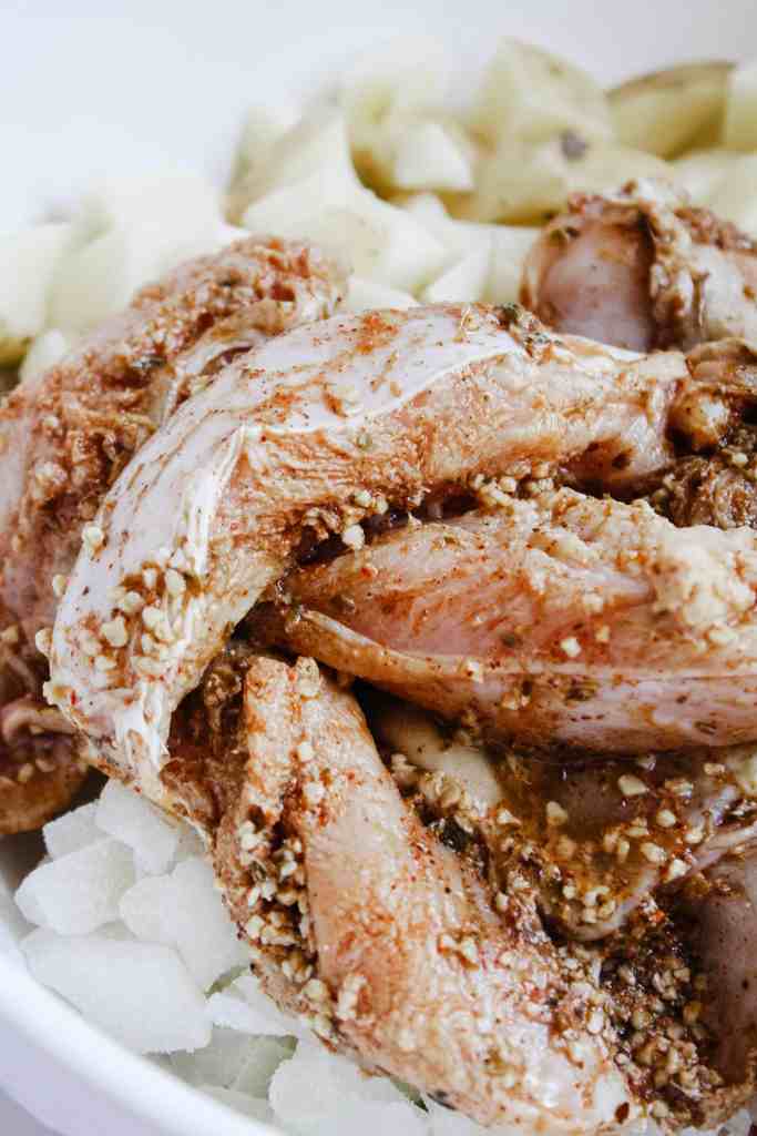sheet pan dinner rabbit meat