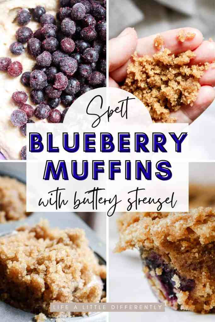 blueberry spelt muffins with streusel