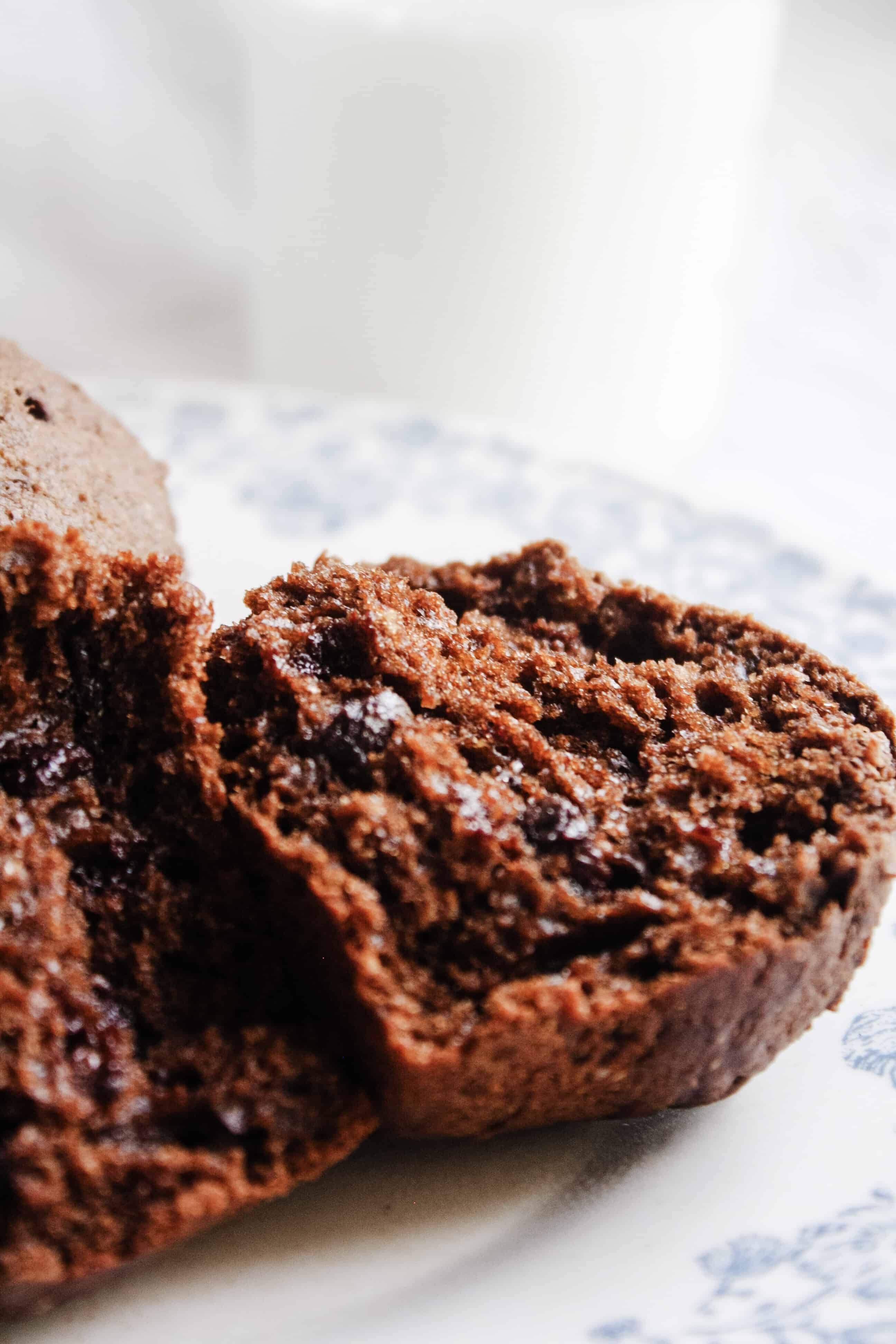 fluffy double chocolate spelt muffin