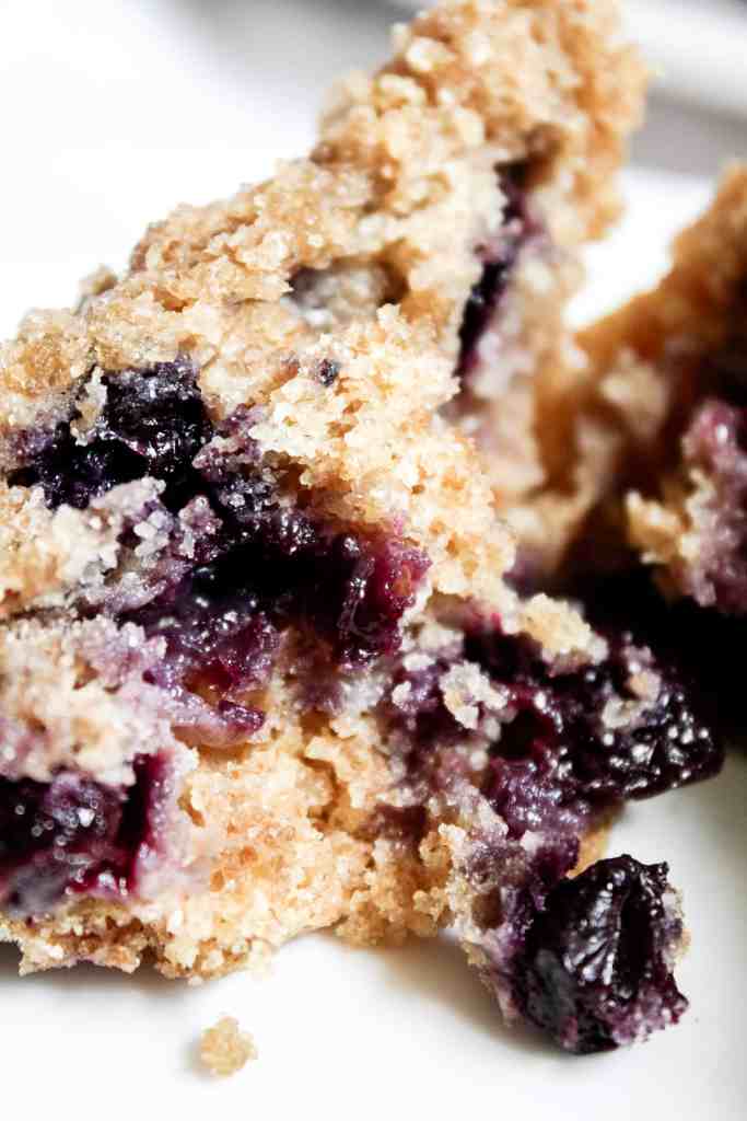 inside blueberry spelt muffins