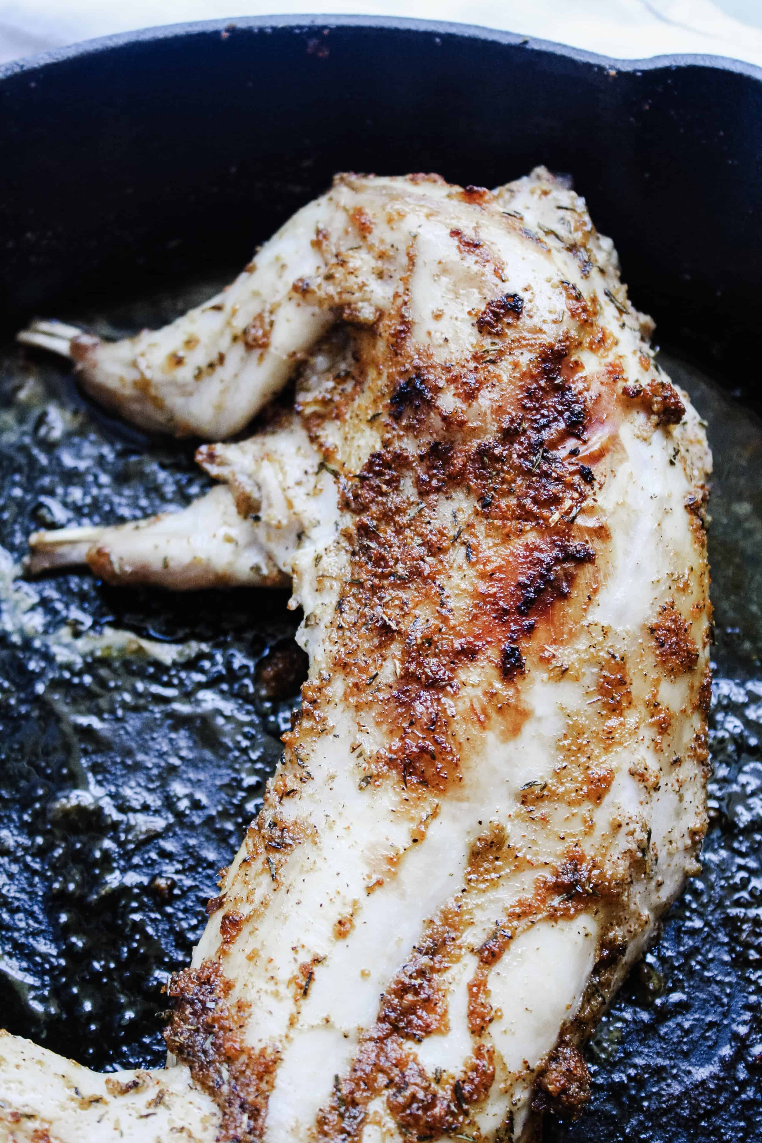 moist roasted rabbit arms