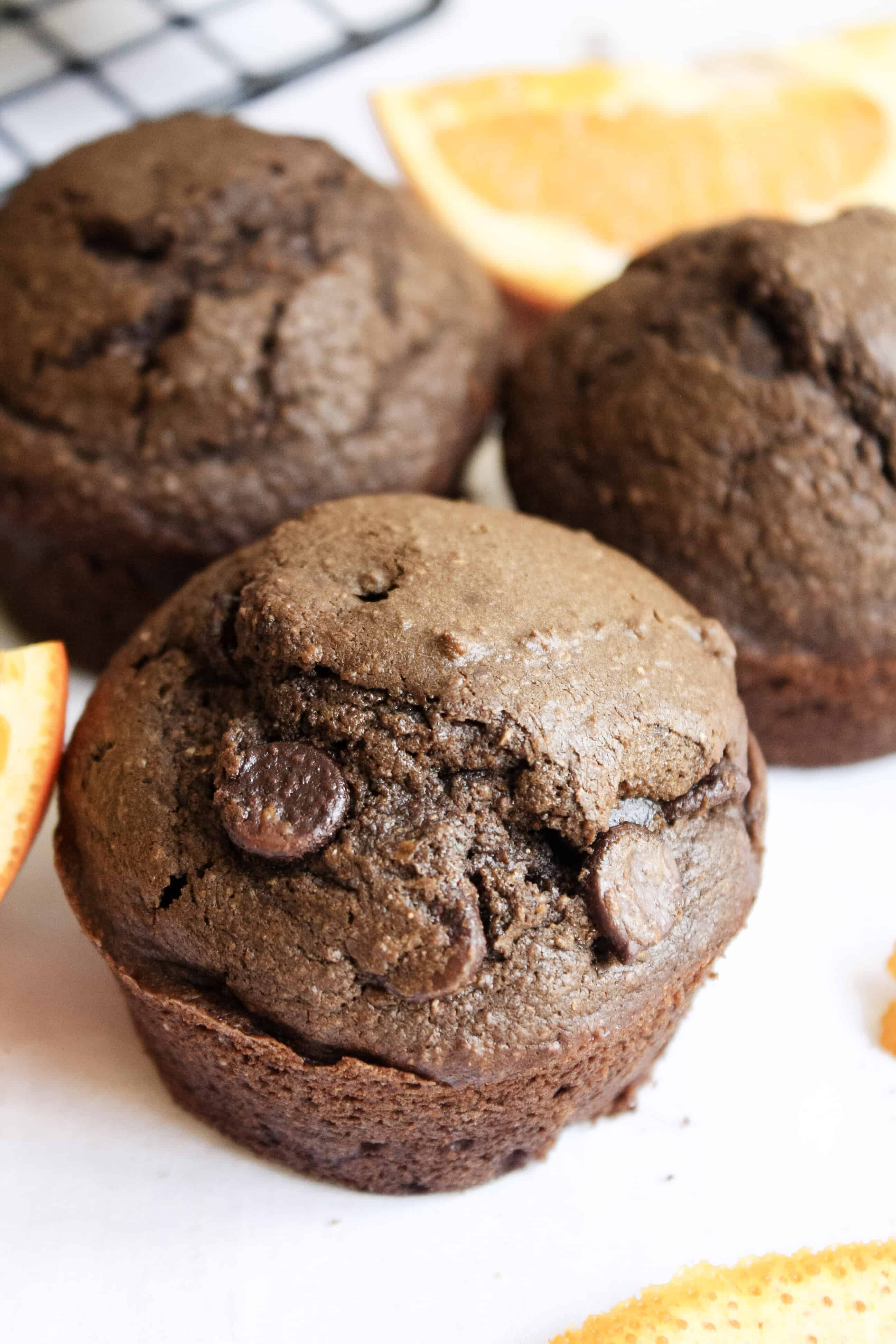Rich Chocolate Orange Muffins (with spelt flour)
